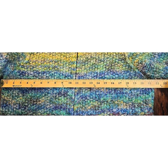 I.E. Relaxed Wool Blend Sweater Indie Art Chunky Knit Ombre Full Zip Women's L - Picture 4 of 13